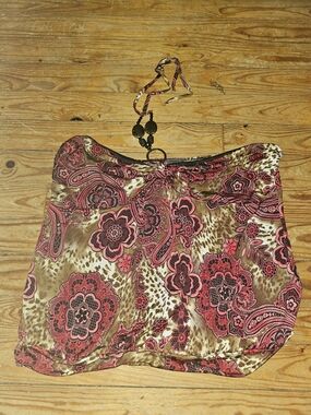 Pink Y2k Floral Paisley Halter Tank Top